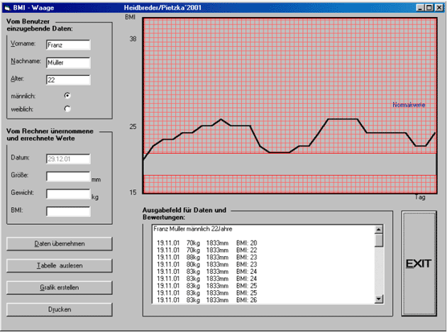 Medizinische Waage - BMI Software